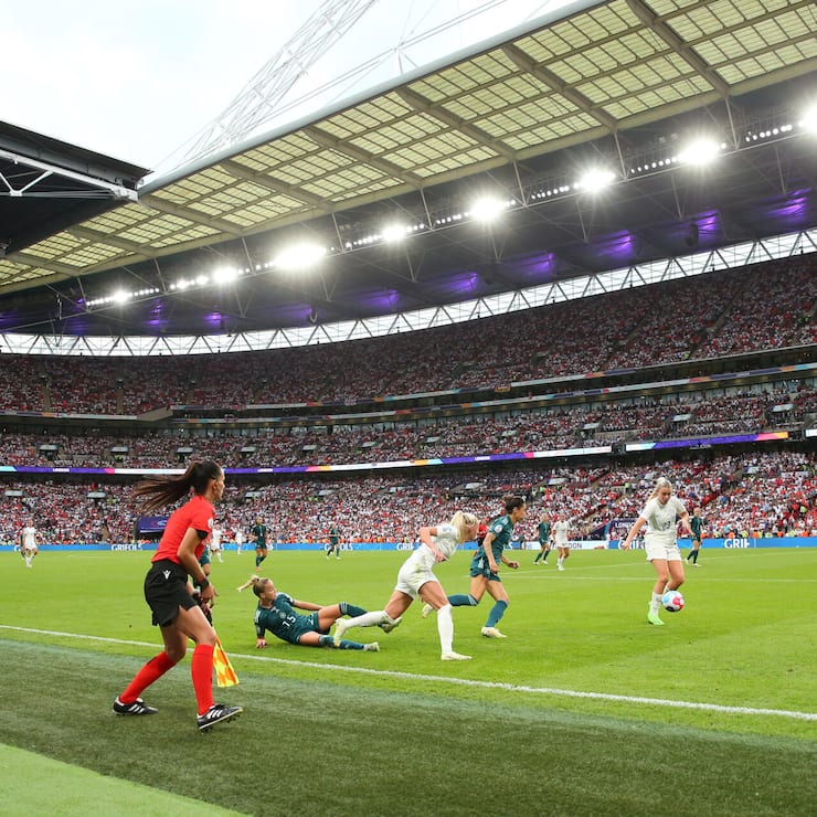 <p>Beim EM-Final 2022 im Wembley-Stadion besiegte England das deutsche Team in der Verlängerung.</p>