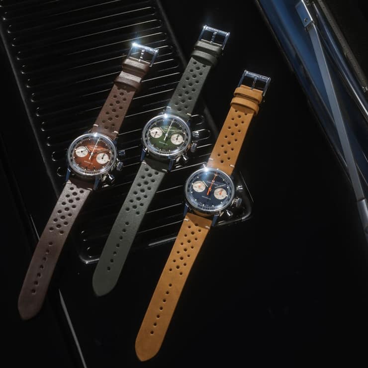 <p>Die «American Classic Intra-Matic Chronograph H» von Hamilton ist inspiriert vom Motorsport der 60er- und 70er-Jahre und kommt in drei Varianten daher.</p>