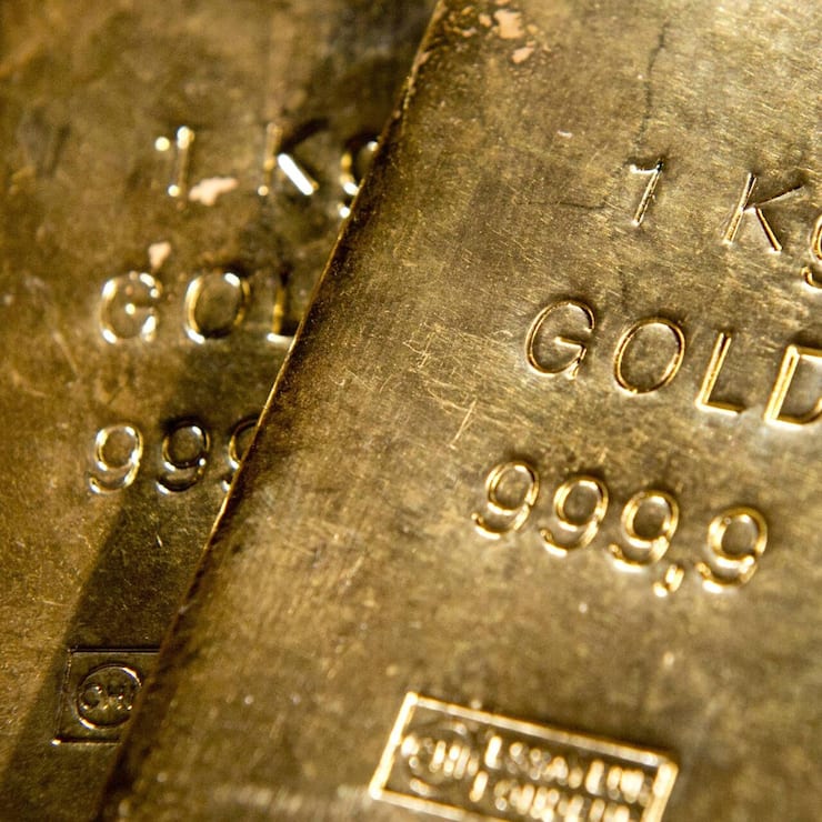 <p>Goldbarren im Tresor des Goldhandels Pro Aurum in München.</p>