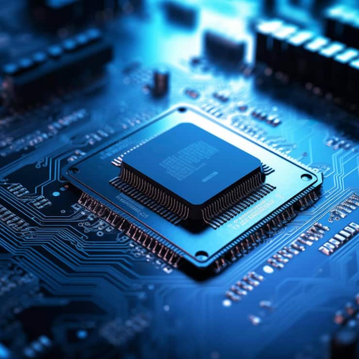 <p>Nahaufnahme einer Leiterplatte.</p>