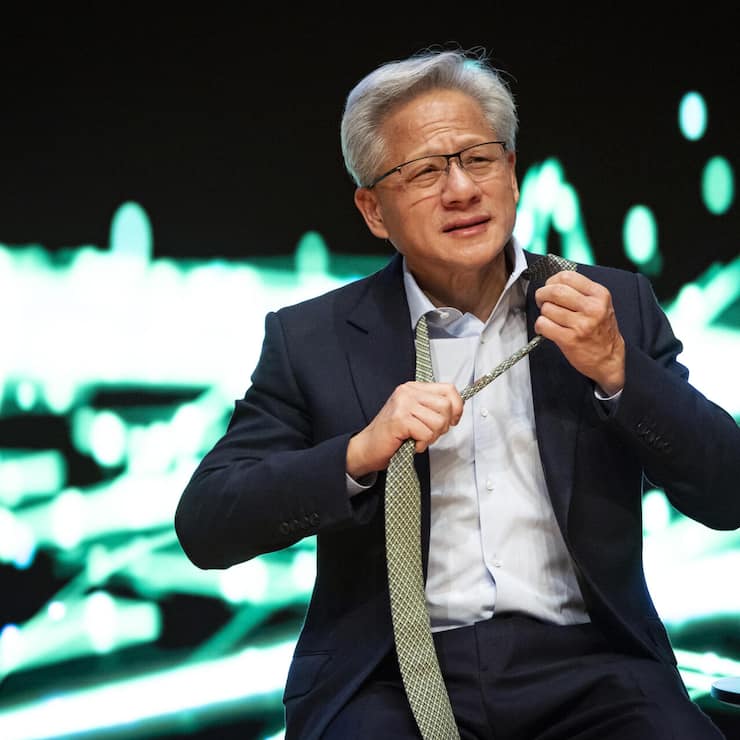 <p>Nvidia-CEO Jensen Huang jubelt über gute Quartalszahlen.</p>