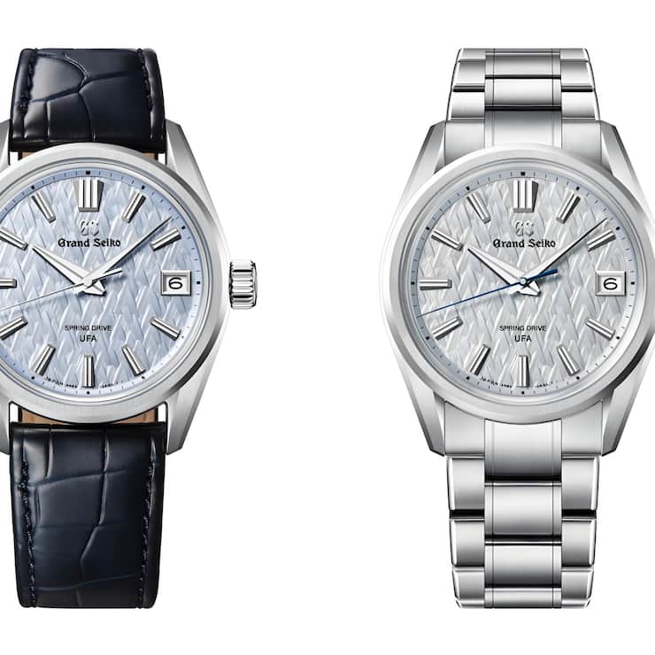 <p>Grand Seiko SLGB001: Das Platinmodell mit eisblauem Zifferblatt ist auf 80 Stück limitiert und kostet 42'000 Fr. (aus Titan 12'000 Fr.).</p>