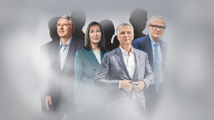 Sie haben Visionen für die Schweiz: Severin Schwan, Suzanne Thoma, Sergio Ermotti und Martin Haefner (v.l.n.r.)
