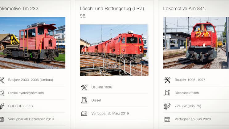 Auf sbbresale angebotene Triebwagen und Züge.