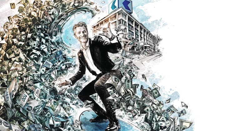 Urs Baumann, Chef der ZKB, surft auf einer Welle des Erfolgs – die Erträge fliessen der Bank nur so zu.
