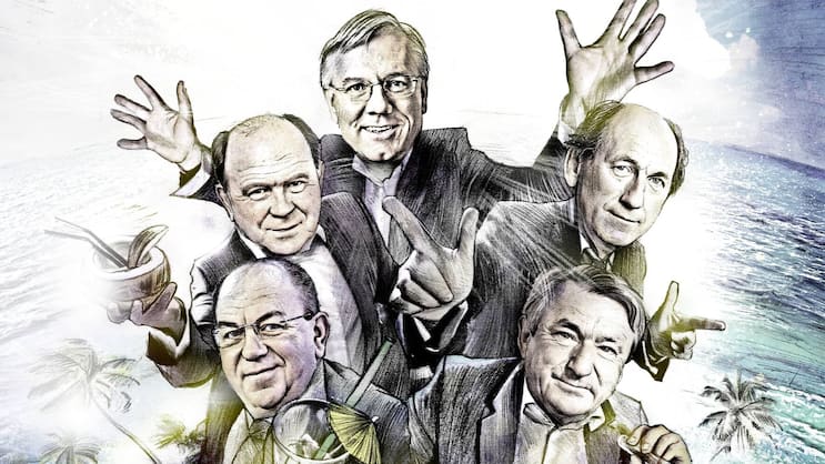 Insel der Glückseligen: Axel Weber, Walter Kielholz, Christoph Franz, Ernst Tanner und Paul Bulcke (v.l.).