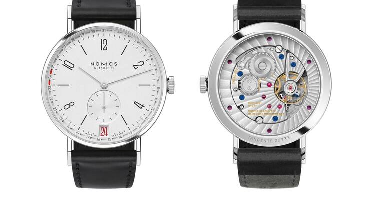 Die Tangente 2date von Nomos Glashütte beeindruckt mit einem doppelt angezeigten Datum und einem schönen Rückseiten-Design.