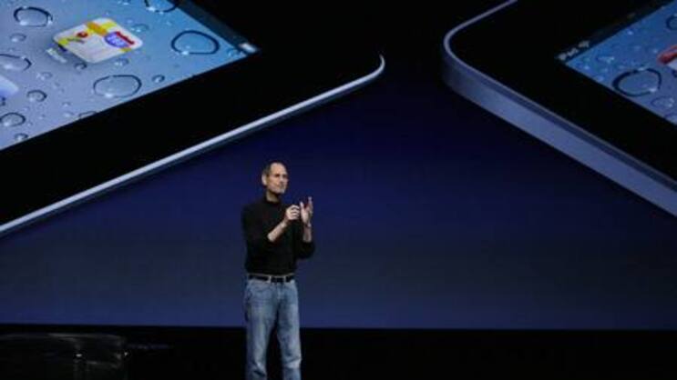 Steve Jobs bei der Vorstellung des iPad 2 am 11. März 2011 (Bild: Keystone).