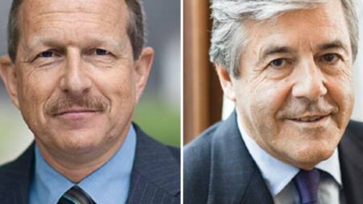 Wieder Kollegen: Ulrich Zwygart (l.) und Josef Ackermann.