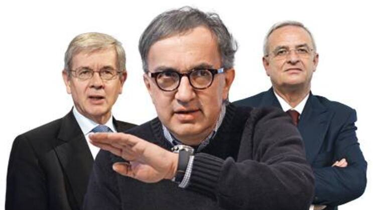 Philippe Varin, Chef von PSA Peugeot Citroën, Fiat-Lenker Sergio Marchionne und Martin Winterkorn von VW.