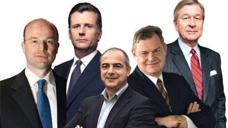 Thomas Limberger, Philipp Hildebrand, Valentin Chapero, Claude Béglé, Marcel Ospel (v.l.)