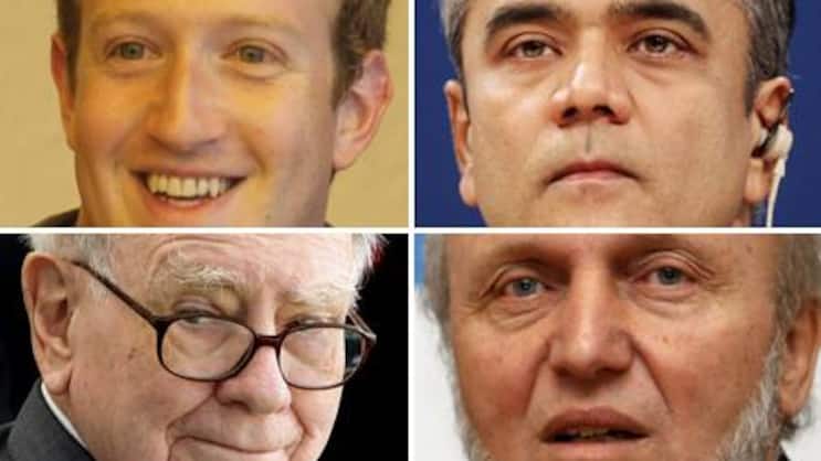 Von links oben im Uhrzeigersinn: Mark Zuckerberg, Anshu Jain, Hans-Werner Sinn und Warren Buffett. (Bilder: Keystone)