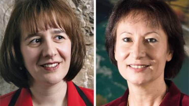 Jasmin Staiblin (l.) von Alpiq und BKW-Chefin Suzanne Thoma.