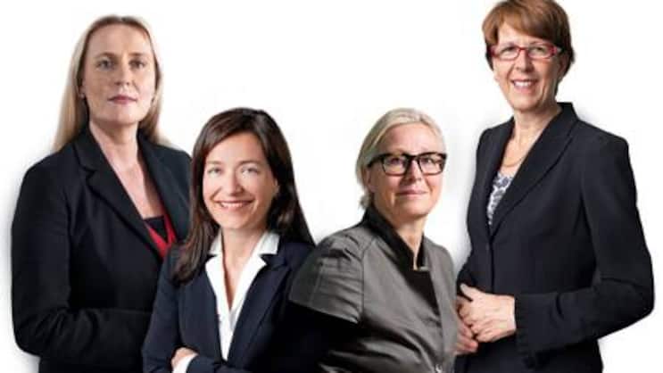 Aufsteigerinnen: Iris Bohnet (VR CS), Isabelle Romy (VR UBS), Jeannine Pilloud (Konzernleitung SBB), Susanne Ruoff (CEO Post).