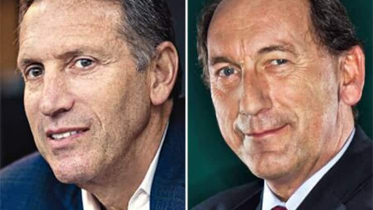 Starbucks-Gründer Howard Schultz (l.) und Nestlé-Chef Paul Bulcke.