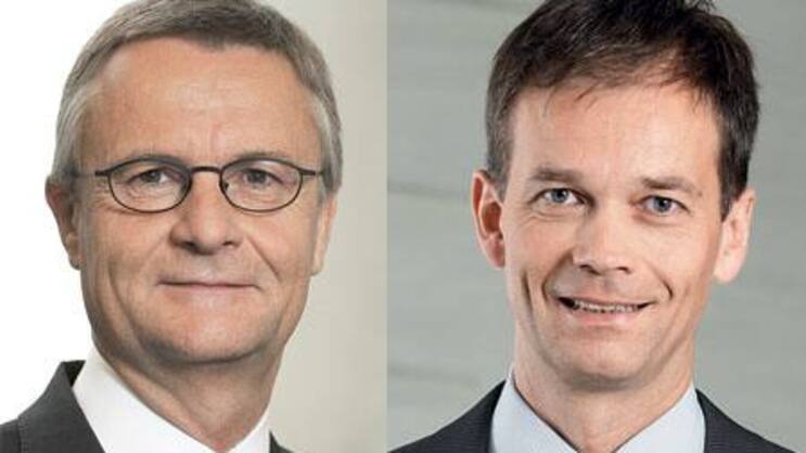 Hans Rudolf Matter, Chef der Basler Kantonalbank und Martin Scholl, Chef der Zürcher Kantonalbank