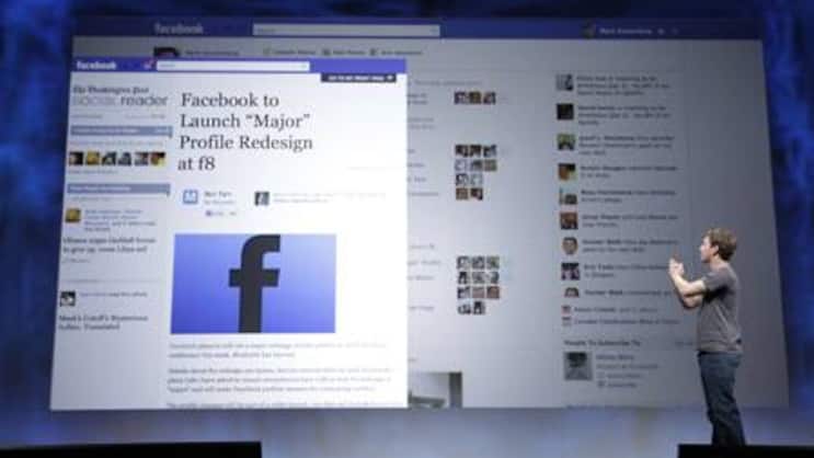 Facebook-Chef Mark Zuckerberg bei der Präsentation der Netzwerk-Neuerungen. (Bild: Keystone)