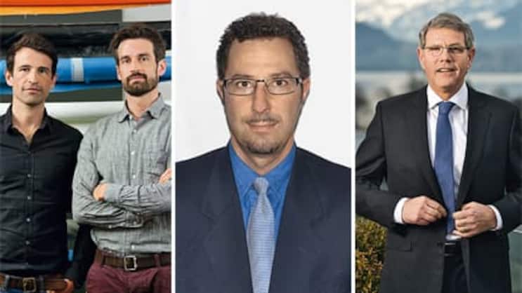 Markus (l.) und Daniel Freitag, Roberto Agosta, Albert Baehny.