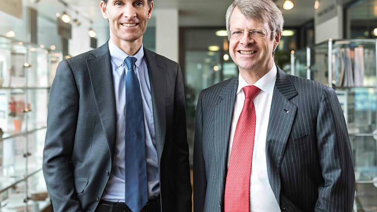 Rochaden: Steffen Meister (l.), ehemals CEO und zuletzt Delegierter des Verwaltungsrats, ersetzt Peter Wuffli als Präsident der Partners Group.