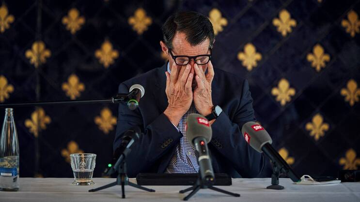 Abschied mit Tränen: Guy Lachappelle an seiner Rücktritts-Pressekonferenz vom 15. Juli in Basel.