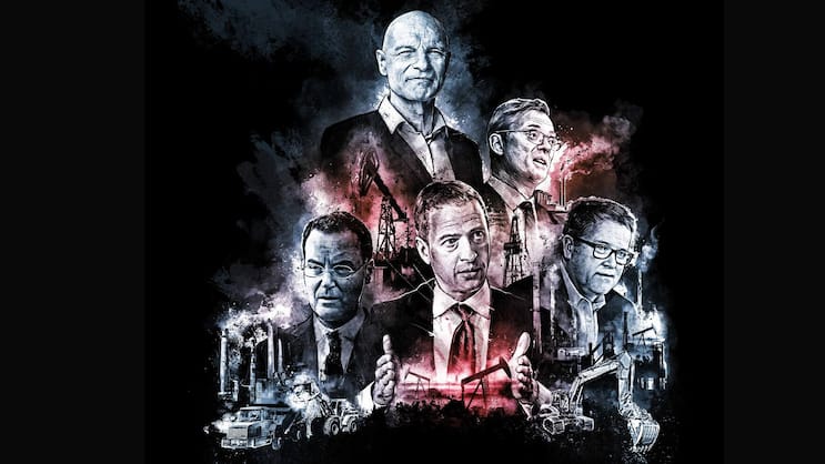 DIE STRIPPENZIEHER: Die grossen Handelsfirmen und ihre Chefs bestimmen den Welthandel mit Rohstoffen – von der Schweiz aus. Im Bild: Marco Dunand, Mercuria; Torbjörn Törnqvist, Gunvor;Gary Nagle, Glencore; Jeremy Weir, Trafigura; Russell Hardy, Vitol (v.l.).