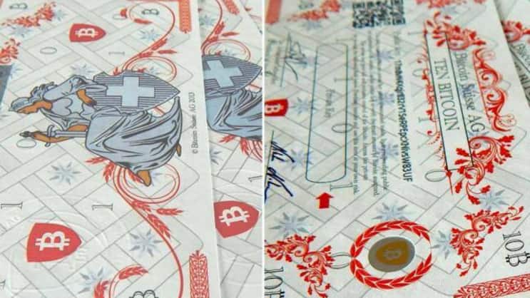 Bitcoin-Note: Gestückelt in 0,1, einen oder zehn Bitcoin.  Bitcoin Suisse