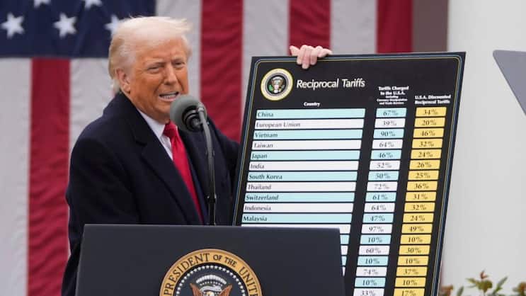 Die berühmt berüchtigte Zolltafel: Das oberste Gericht in den USA könnte bald über die Rechtmässigkeit der Zölle von US-Präsident Donald Trump entscheiden.
