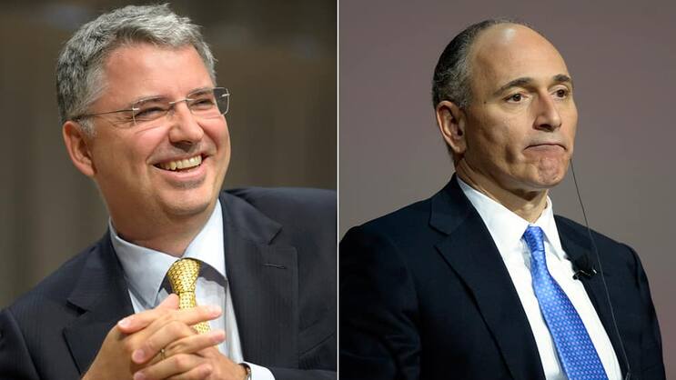 Vorteil: Roche-Chef Schwan (l.) scheint besser aufgestellt als Novartis-Chef Jimenez.Keystone