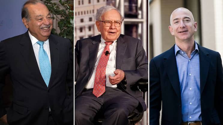 Milliardäre, mit Interesse an Zeitungen: Carlos Slim, Warren Buffett und Jeff Bezos.Bloomberg
