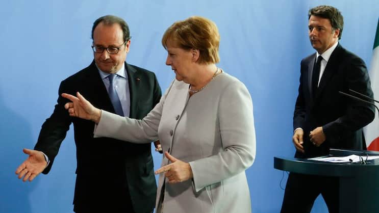 Treffen: Francois Hollande, Angela Merkel und Matteo Renzi. Keystone