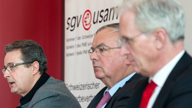 Auf Bankenfang: Die SGV-Führung um Direktor Hans-Ulrich Bigler (r). Keystone