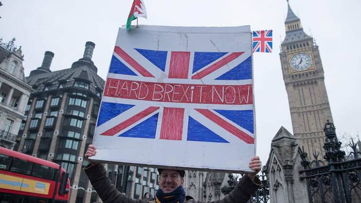 Britischer Demonstrant: Kommt der harte Brexit? Keystone