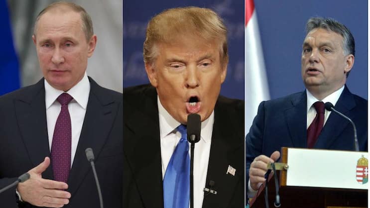Wladimir Putin, Viktor Orban und Donald Trump: Der Nachahmer und seine Vorbilder. Keystone