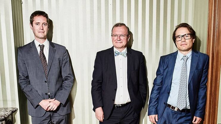 Firmengründer und Nachfolger: Urs Bieri, Claude Longchamp, Lukas Golder (v.l.n.r.) Fabian Unternährer