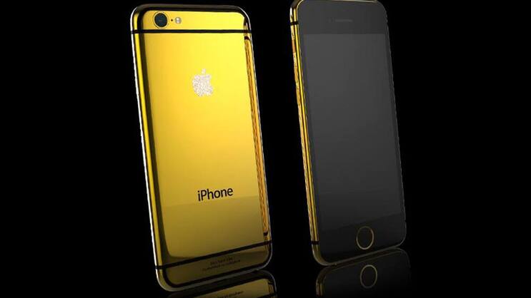 Das iPhone 6 Elite mit Swarovski-Logo. Goldgenie