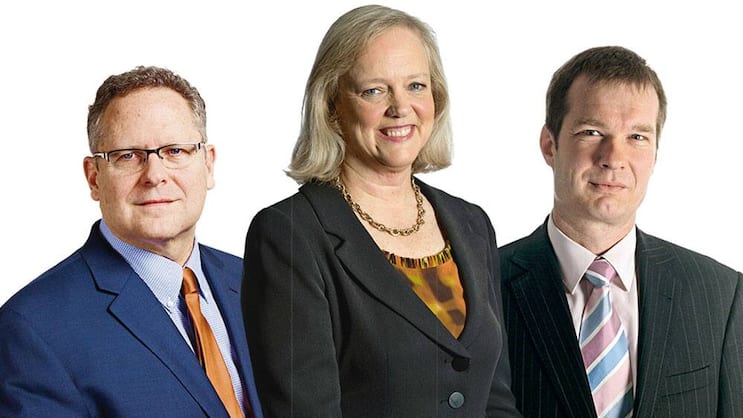 Starker Börsenauftritt (v.l.): Basilea-Chef Ronald Scott, HP-Chefin Meg Whitman und Stefan Weber, CEO von Newron.