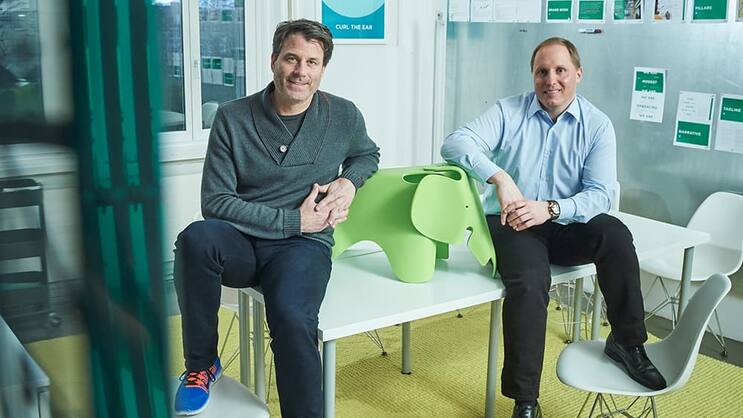 Chris O'Neill (l.) und Beat Bühlmann: Müssen Evernote wieder zum Erfolg führen.Gerry Nitsch