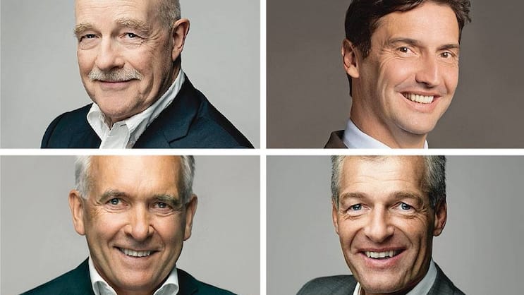 Assessment-Spiele: Dave Schnell (o.l.),  Stefan Leser,  Henning Boysen (u.l.), Heinz Karrer.