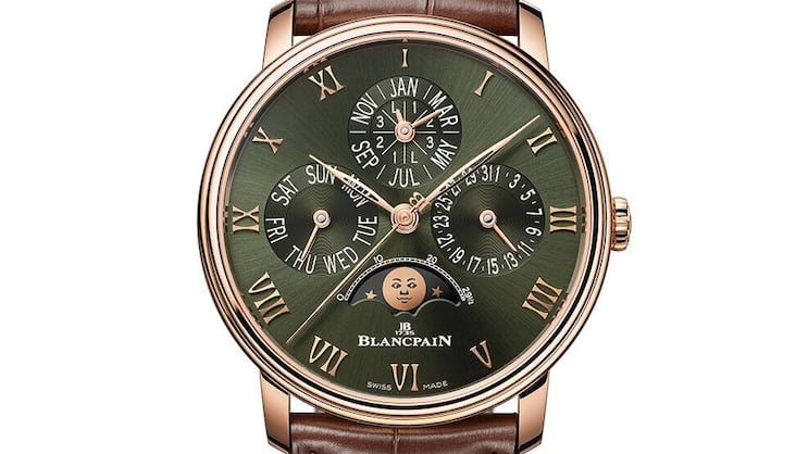 Die neue Villeret mit Ewigem Kalender hat ein intensiv grünes Zifferblatt, das von den Wäldern um Le Brassus inspiriert ist.