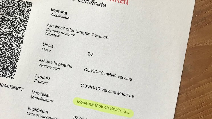 HERKUNFTSANGABE: Viele Schweizer sind mit dem Moderna-Impfstoff aus der spanischen Abfüllerei geimpft.