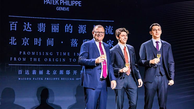 Patek-Präsident Thierry Stern mit seinen Söhnen Tristan und Adrien (von links): Die nächsten Vertreter der Genfer Dynastie.