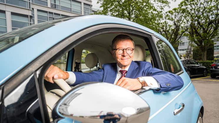 Fiat statt Bentley: Jörg Wolle fährt zum BILANZ-Gespräch vor.