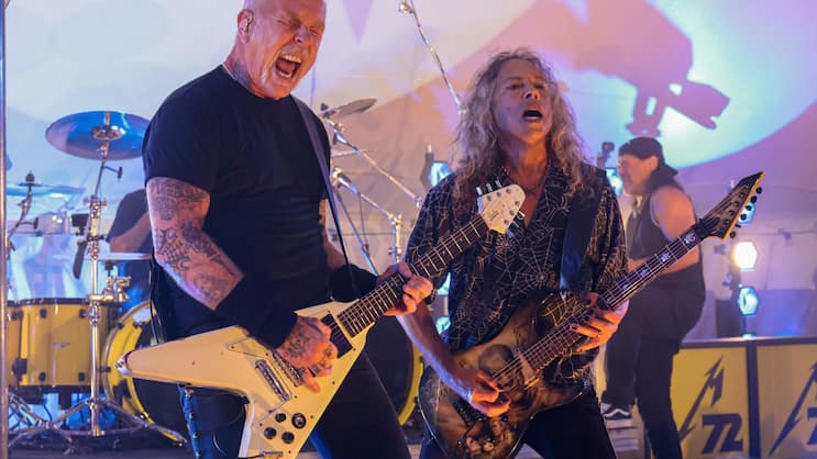 Die Metallica-Gitarristen James Hetfield (l.) und Kirk Hammett.