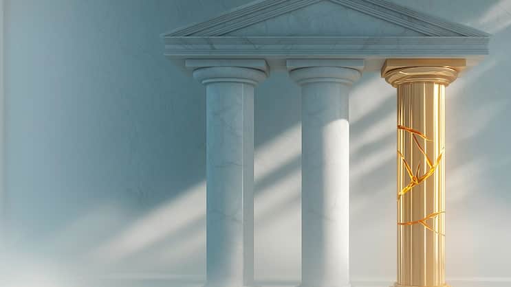 Die dritte Säule ist Gold wert, um den Lebensstandard nach der Pensionierung zu halten, kann aber auch Risse aufweisen, wenn es an den Börsen kracht. (Diese Illustration wurde von einem KI-Modell generiert und von einem Menschen überprüft und finalisiert.)