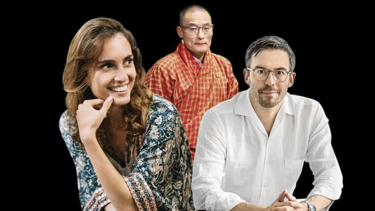 Die Bhutan-Connection: Alessa Berg und Tobias Reichmuth haben Bhutans Premier Tshering Tobgay (M.) über Ostern in Bhutan kennengelernt.