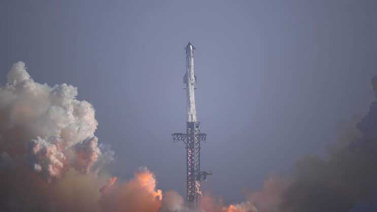 Die „Starship“-Rakete von SpaceX in Texas. 
