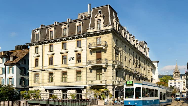 Der Hauptsitz der EFG Bank am Bleicherweg im Zürcher Kreis 1.