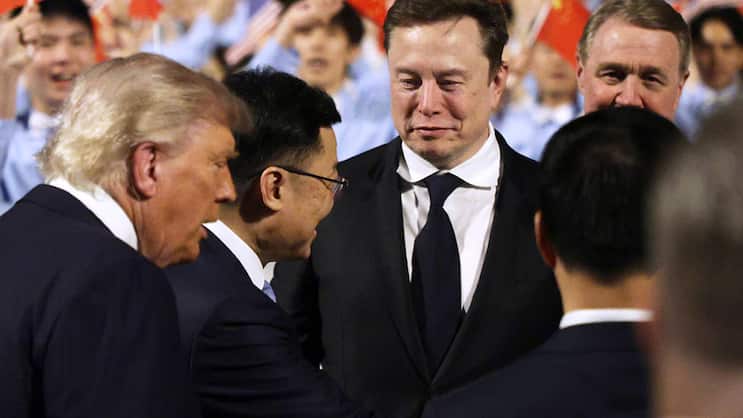 Präsident Trump und eine Delegation, zu der auch Elon Musk gehörte, wurden im Mai in Peking von chinesischen Regierungsvertretern empfangen.