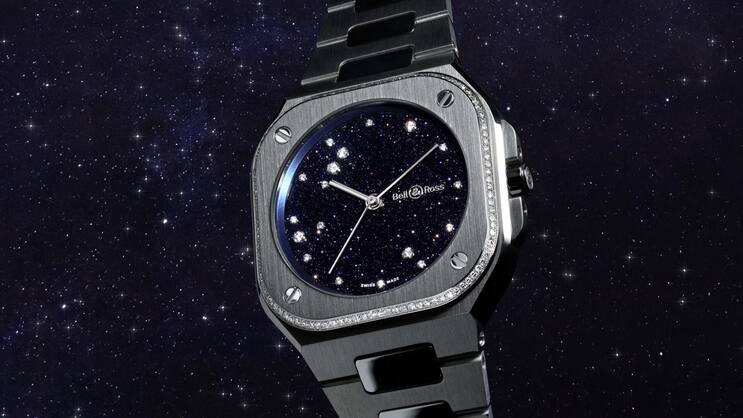 Bei der neuen Uhr von Bell & Ross kombiniert die Marke ein «Rund im Quadrat»-Gehäuse mit einem Aventurin-Zifferblatt und Diamantbesatz.