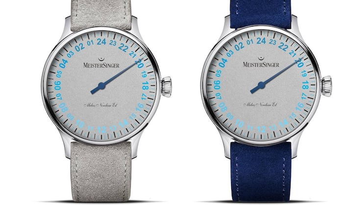 Das neueste Modell von MeisterSinger zeigt die verbleibenden Stunden des Tages an, mit gegen den Uhrzeigersinn angeordneten Ziffern.